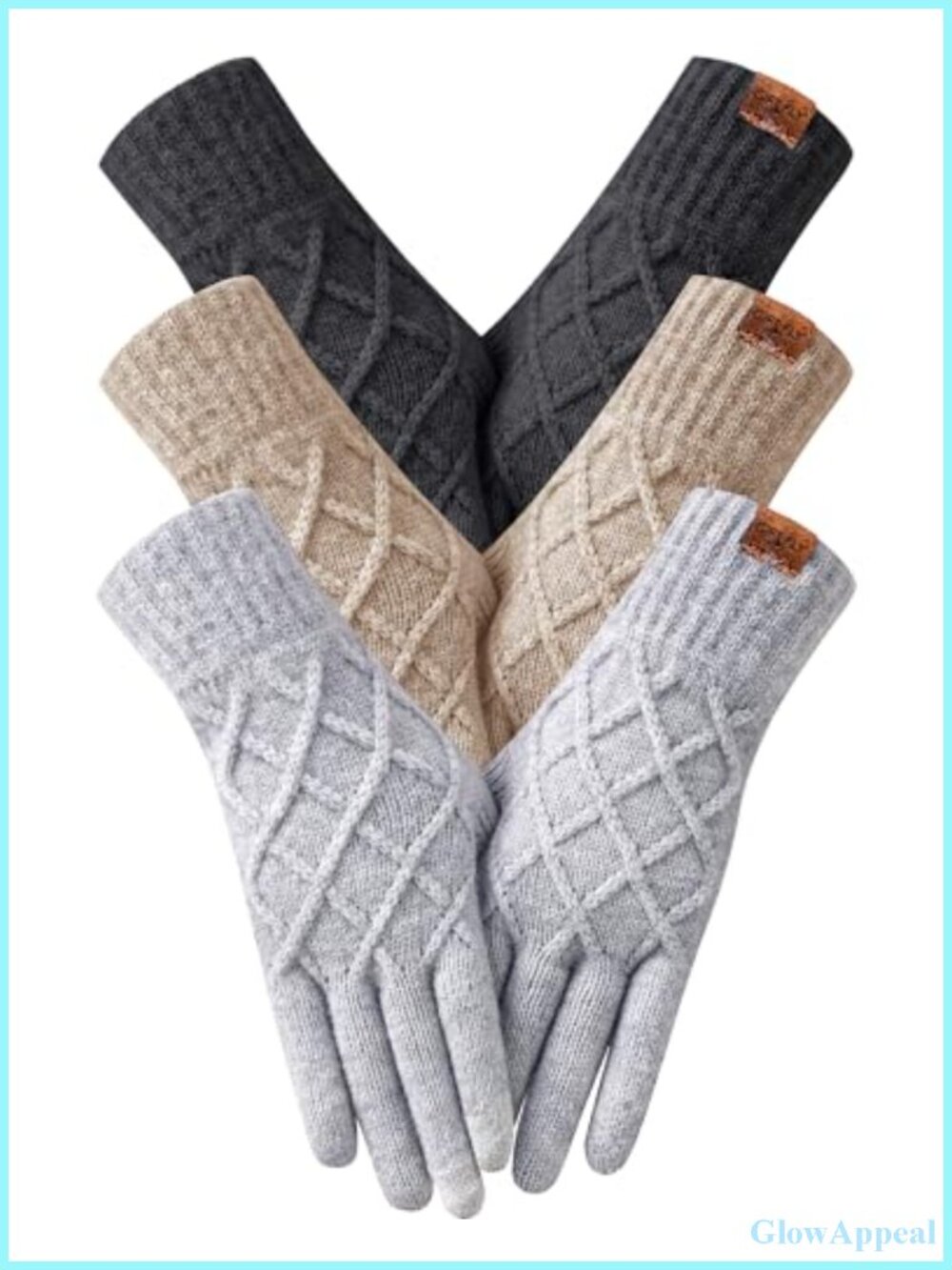 3 Pairs Winter Gloves for Women Touchscreen Elastic Thermal Knit Lining Warm